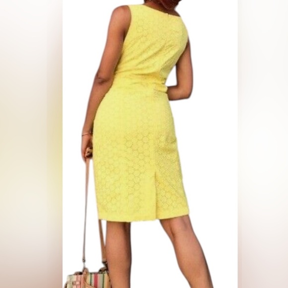 Talbots Yellow Eyelet Dress Size 8 - Picture 5 of 11